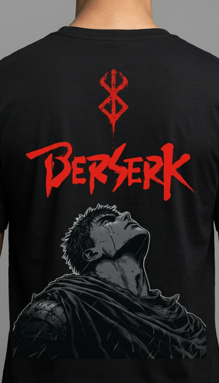 Crimson "Berserk" Graphic Black Tee